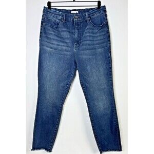 Good American Good Waist Crop Jeans Womens 16 Blue Stretch Denim GWCREC075T